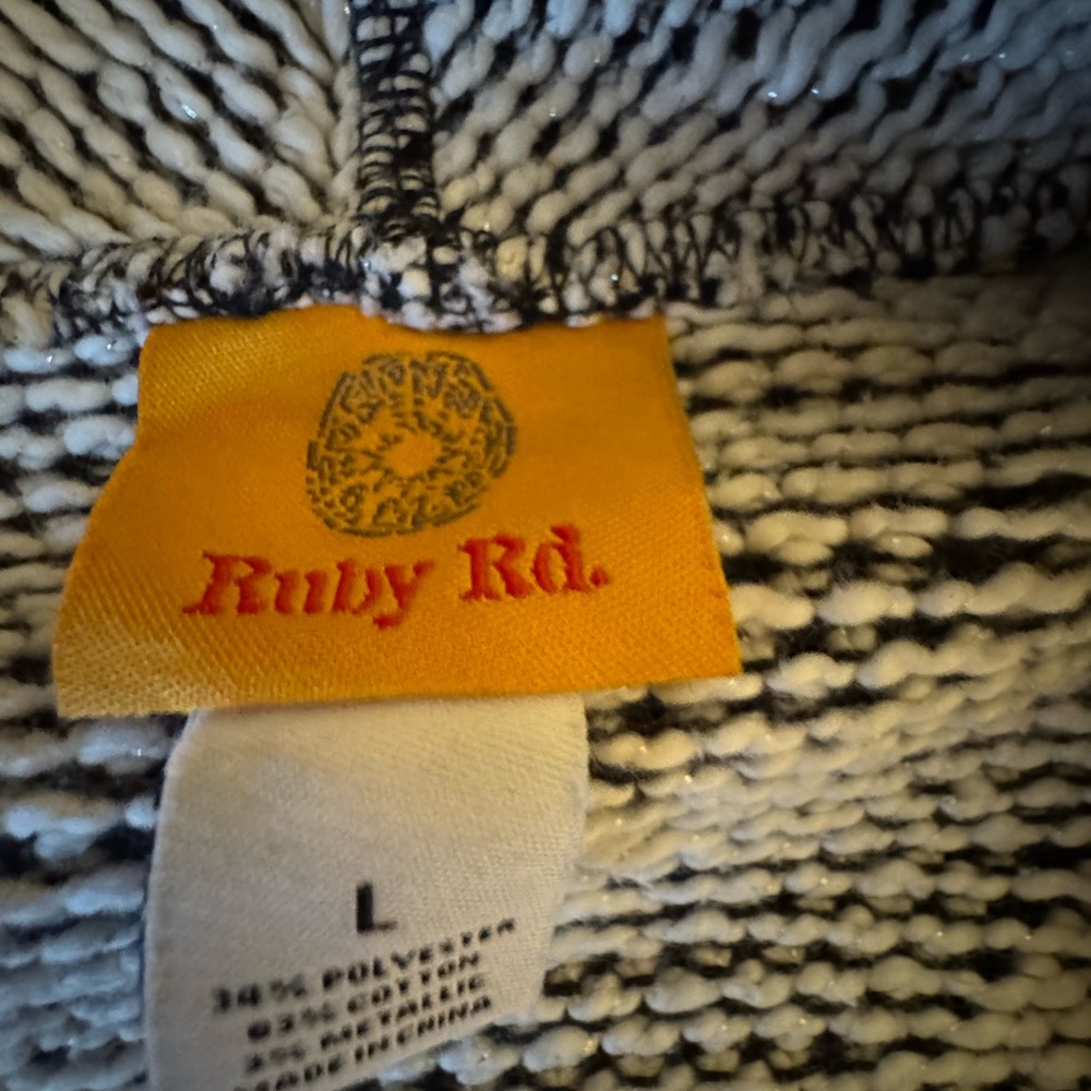 Ruby Rd. Black and White Patterned Cardigan - Picture 3 of 4